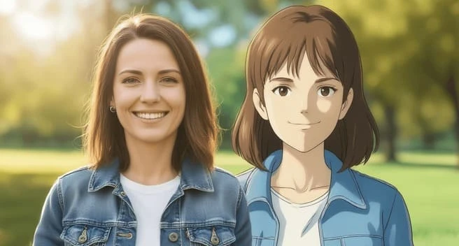 Comparaison de Portrait IA Ghibli d'Evoke