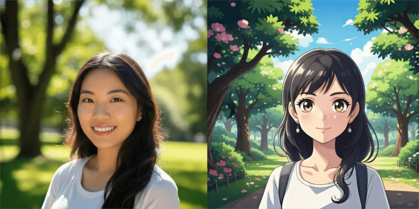 実写写真とジブリ風変換の比較